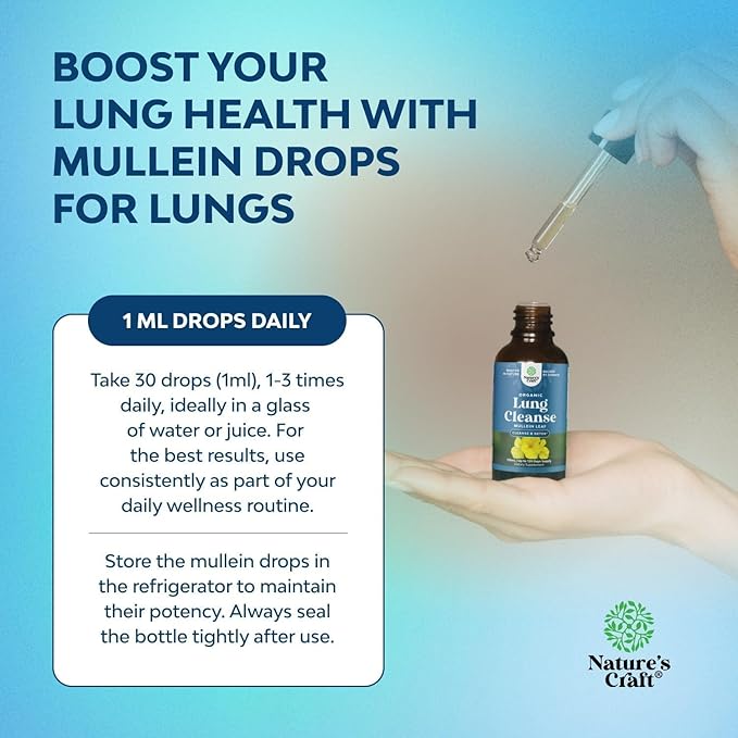 Bundle of USDA Organic Mullein Drops for Lungs with Marshmallow Root Extract &amp Plantain Leaf and Red Yeast Rice with CoQ10 Supplement - Advanced Healthy Heart &amp Healthy Cholesterol Levels Form