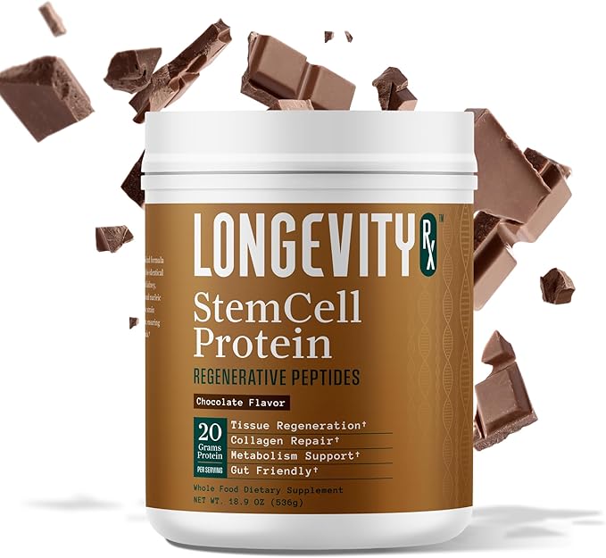 Stem Cell Protein Powder Chocolate – Bone Marrow &amp Bone Broth Protein Bacillus Subtilis AB-22 Natural Peptides – Cellular Recovery – 30 Servings