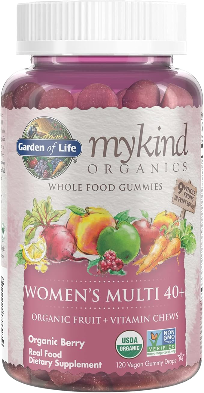 Garden of Life Organics Women 40+ Gummy Vitamins - Berry - Certified Organic Non-GMO Vegan &amp Organics Men 40+ Gummy Vitamins 40+Multi Berry 120 Count