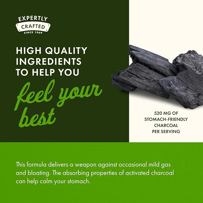 Swanson Activated Charcoal Digestive Support Supplement for Digestive-Comfort-Seeking Adults - 260 mg Per Capsule (120 Capsules 520 mg Per Serving 4 Pack)