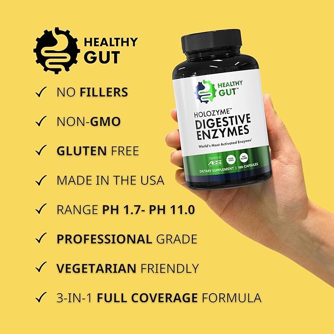 Healthy Gut HoloZyme Digestive Enzymes 180 Capsules and Magnesium-HP 90 Capsules