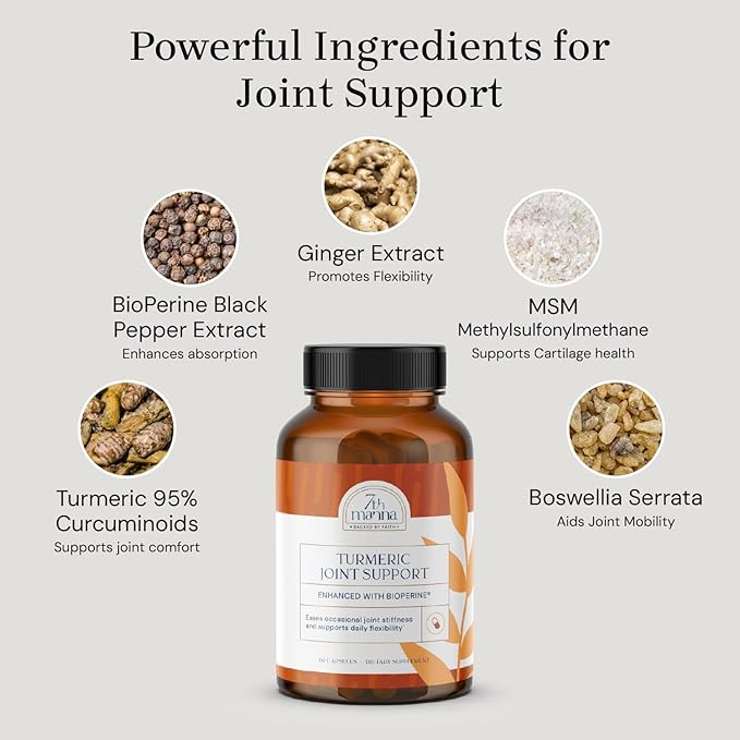 Turmeric Curcumin Supplement with Glucosamine Chondroitin &amp MSM – Joint Support for Mobility Flexibility &amp Comfort – Active Lifestyle Formula – 60 Capsules