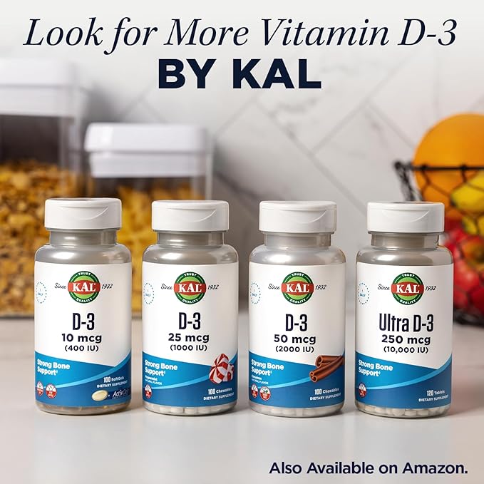 KAL Vitamin D3 2000 IU (50 mcg) DropIns - Liquid Vitamin D3 Drops - Bone Strength and Immune Support Supplement - Vegetarian 60-Day Guarantee Approx. 590 Servings 1.8oz