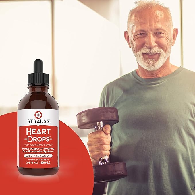 Strauss Naturals Heart Drops – Heart Health Supplements w/Garlic Supplements &amp Premium Aged Garlic Extract to Help Maintain a Healthy Cardiovascular System - Vegan &amp Non-GMO – Cinnamon 100ml