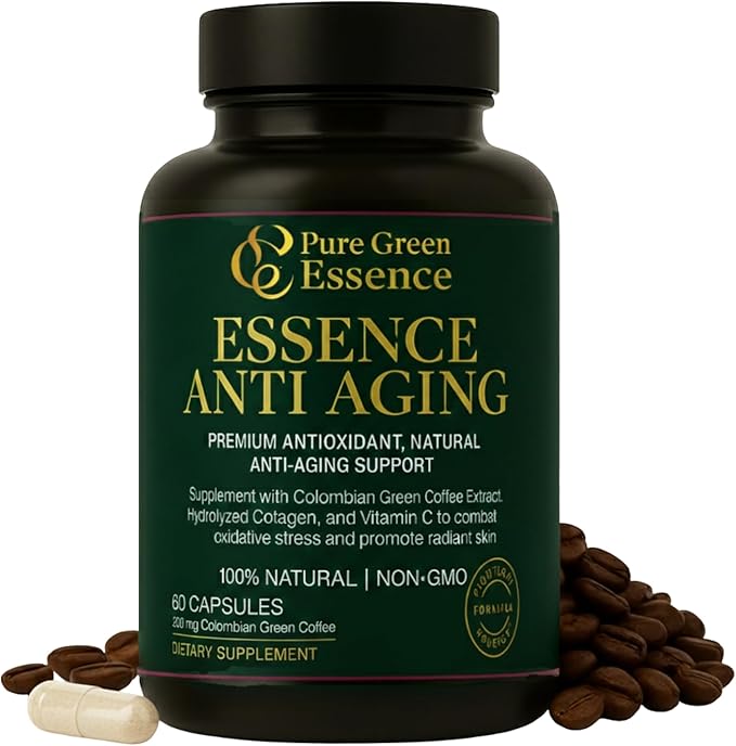 Anti-Aging with Colombian Green Coffee Extract Hydrolyzed Collagen and Vitamin C (60 Capsules)