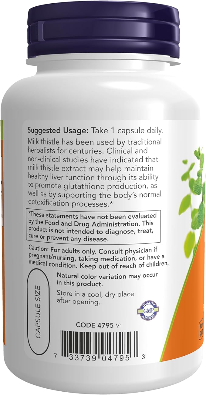 Now Foods Milk Thistle Extract 750 mg Silymarin (600 mg) Maximum Strength - 90 Veg Capsules