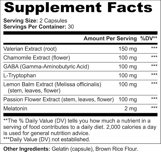 Sleep Formula | Non-GMO Valerian Chamomile &amp GABA Supplement | Promotes Restful Sleep Reduces Stress | Lab Tested Herbal Sleep Aid for Deep Groggy-Free Rest