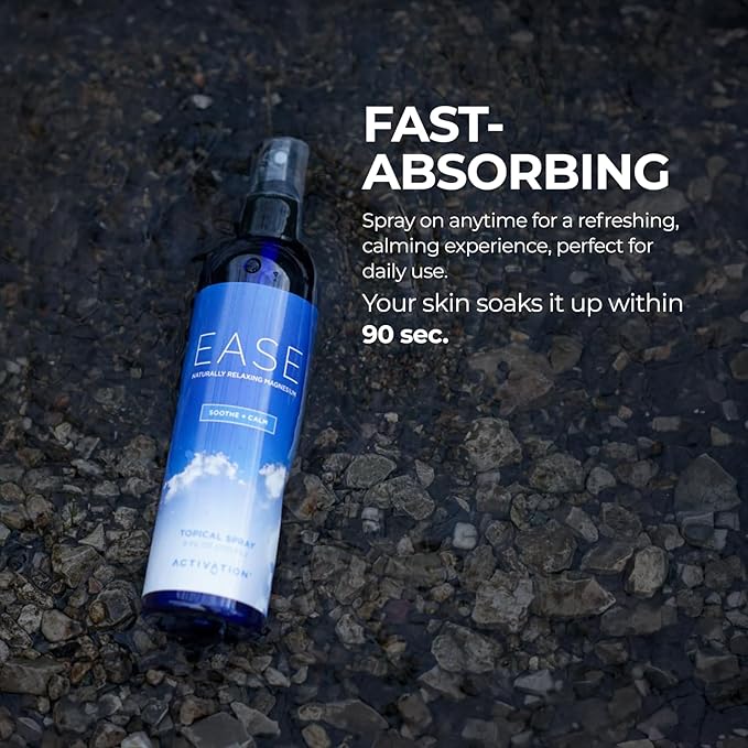 Activation Ease Magnesium Spray | 250 ml | Dead Sea Magnesium Chloride | Fast-Absorbing Topical Spray for Natural Balance and Relaxation