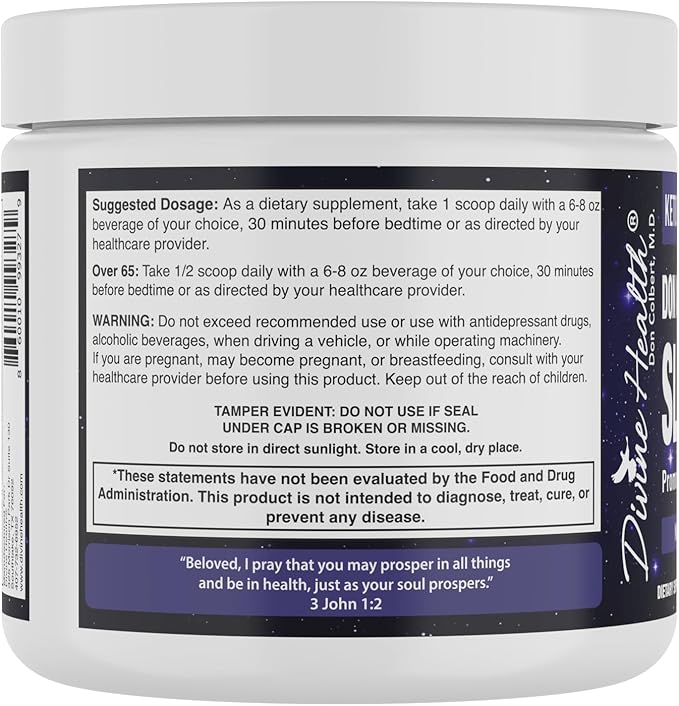 Dr. Colbert MD Sleep-Ease Powder | Mixed Berry Flavor | by Divine Health | KSM-66 Ashwagandha | 5-htp | 5mg Melatonin | Lemon Balm | L-Theanine | Sugar Free | 30 Day Supply | 5.29 oz