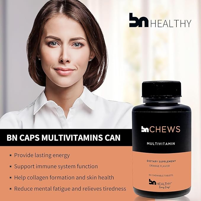 BNHealthy Chewable 2 Pack Bariatric Multivitamin with Iron Vitamin B12 Delicious Orange Flavor – 120 Ct – 60-120 Day Supply.