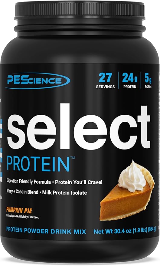 PEScience Select Protein Powder Whey and Casein Blend Clean Protein Powder for Women and Men Low Calorie Low Carb Keto Friendly Gluten Free - Pumpkin Pie 27 Servings