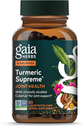 Gaia Herbs Turmeric Supreme Joint Health - Joint Support Supplement with Cucumber Quercetin Black Pepper Ginger Root Curcuminoids &amp More* - 60 Liquid Phyto-Caps (30 Servings)