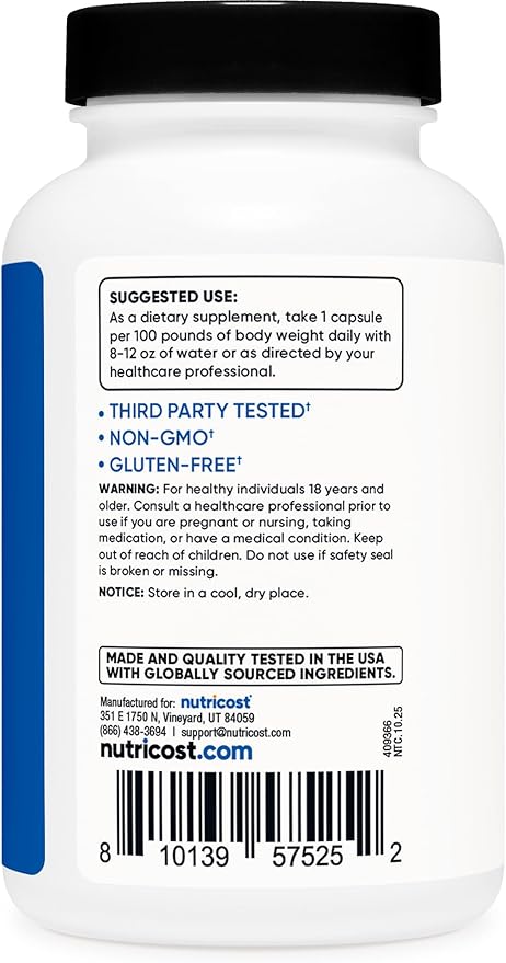 Nutricost Creatine HCl 120 Capsules - Made with CON-CRET Creatine 750 MG Per Capsule