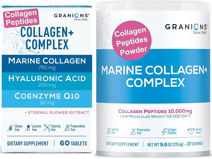 Marine Collagen Powder unflavored and Collagen Complex CoQ10 Enhanced Collagen Bundle