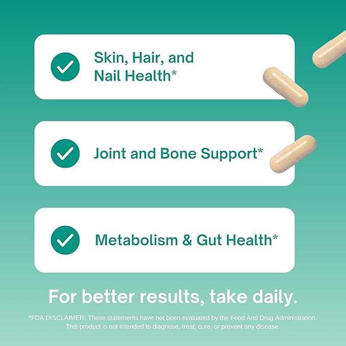Marine Collagen Peptides - Hair Skin Nails &amp Joint Supplement - Organic Marine Collagen for Women &amp Men Non-GMO Gluten-Free No Fillers 60 Marine Collagen Capsules