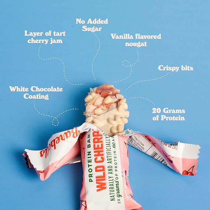 Barebells Protein Bars Wild Cherry - 12 Count Pack of 2 - 1.9oz Bars - Protein Snacks with 20g of High Protein - White Chocolate Protein Bar with 1g of Total Sugars - On The Go Protein Snack &amp Br