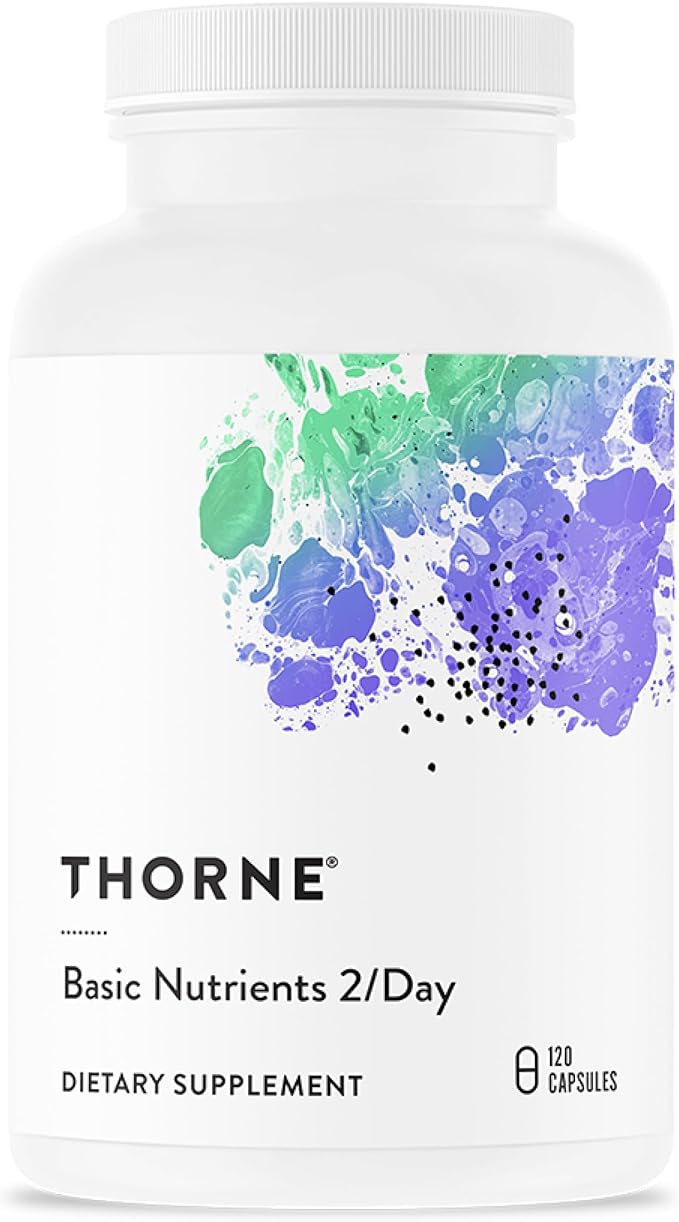 THORNE - Basic Nutrients 2/Day - Comprehensive Daily Multivitamin with Optimal Bioavailability - Vitamin and Mineral Formula - Gluten Dairy &amp Soy-Free - 120 Capsules - 60 Servings