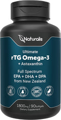 Naturalis Ultimate rTG Omega 3 Fish Oil 1800mg from Wild New Zealand Tuna | IFOS Certified &amp Sustainably Sourced | Full Spectrum Omega3s EPA DHA &amp DPA | 90 Softgels