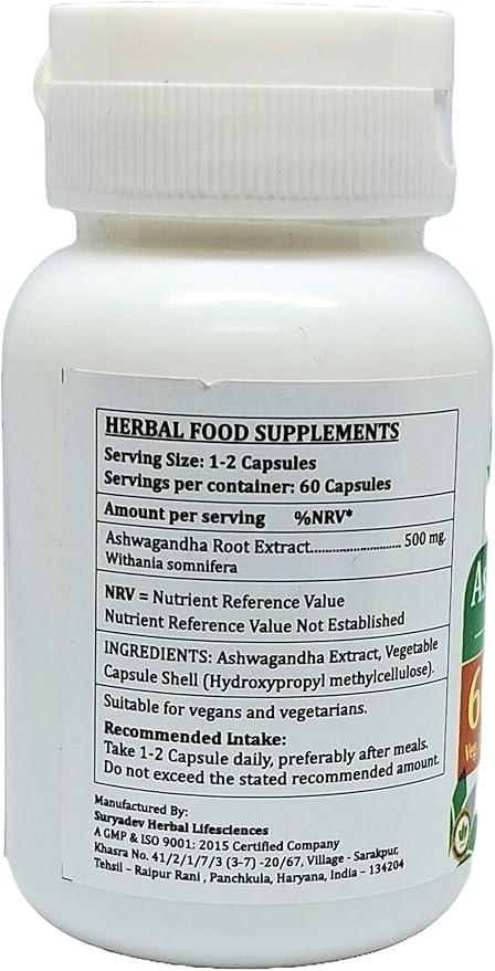 Ashwagandha Forte Capsules 500 mg. 60 Veg. Capsule | Ashwagandha (Withania Sominfera) Extract Capsules for Men and Women | Ayurvedic Herbal Supplement/Remedies | 10:1 Forte (4 Bottles of 60 Capsules)