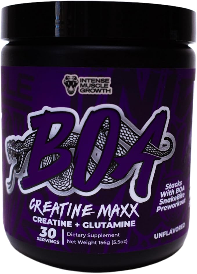 BOA Creatine MAXX Creatine + Glutamine Powder Unflavored Muscle Recovery &amp Performance Support (30 Servings)