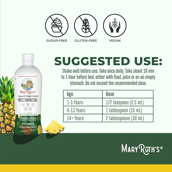 MaryRuth's Multivitamin Gummies for Women (Strawberry) &amp Liquid Nighttime Multimineral (Pineapple) | Clean Label Project Verified® | USDA Organic &amp Vegan | Beauty Bedtime Routine &amp Overa