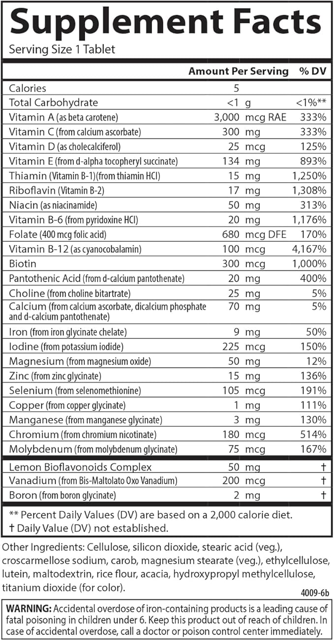 Carlson - Super 1 Daily Vegetarian Multiple Formula Multivitamin Optimal Wellness 60 Tablets