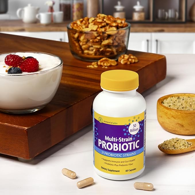InnovixLabs Multi Probiotic &amp Curcumin Bundle Multi-Strain Probiotic (60 Time-Release Capsules) Turmeric Curcumin (100 Time-Release Tablets). Supports Gut and Immune Health. *
