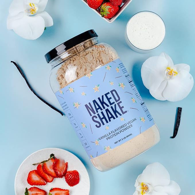 NAKED Shake - Vanilla Protein Powder - Plant Based Protein Shake with Mct Oil NSF Certified Gluten-Free Soy-Free No Gmos Or Artificial Sweeteners - 30 Servings