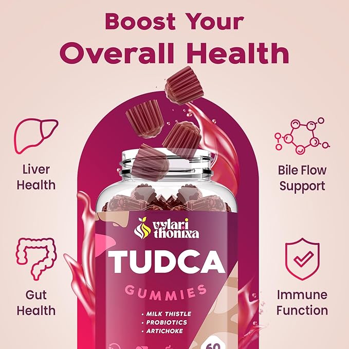 Premium TUDCA Bile Salts Gummies - 2000mg High Potency Liver Support Supplement Liver Detox &amp Repair with Milk Thistle Artichoke Probiotics - Vegan 60 Servings