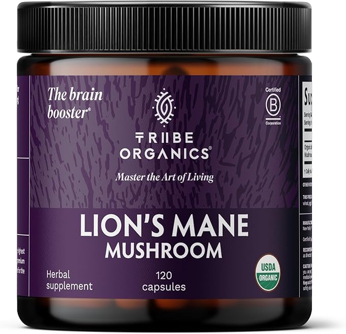 TRIBE ORGANICS NOOTROPIC Duo - KSM66 Ashwagandha + Organic Lion's Mane - Beyond Focus Mind Awareness and Mind Health