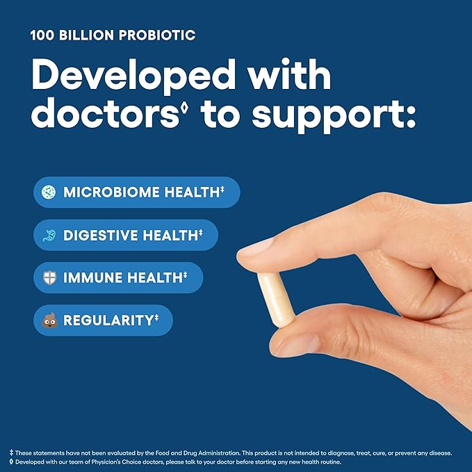 Physician's Choice 100 Billion Probiotic 30 Count + Easy Mix Fiber Bundle