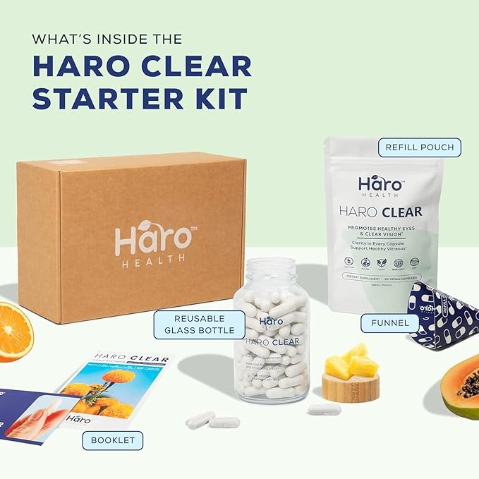 HARO Clear Starter Kit - 180pcs Lutein Eye Vitamins Supplement for Macular Health and Dry Eye Contains Lutein Zinc Vitamins C/E &amp Zeaxanthin to Support Eye Health