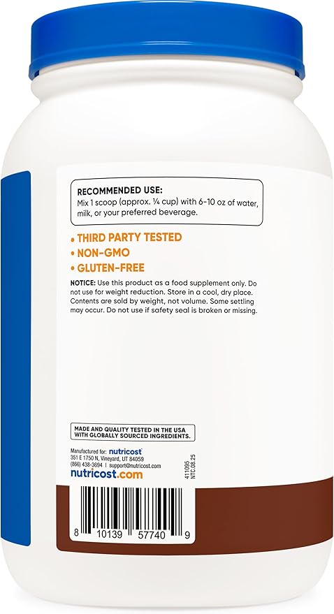 Nutricost Pea Protein Powder (4 LBS) Chocolate - 20g of Vegan Pea Protein Isolate GMO-Free Gluten-Free 62 Servings
