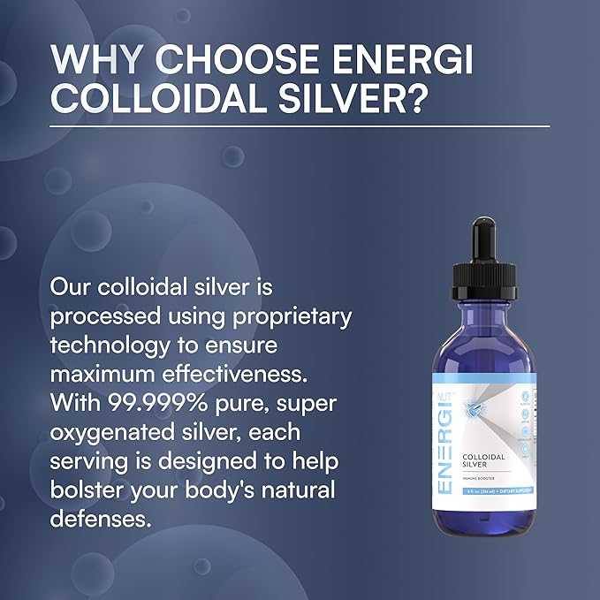 ENERGI Colloidal Silver Liquid Immune Support Supplement Immunity System Supplement for Adults and Kids Colloidal Silver Drops or Spray 8 Fl Oz Bottle