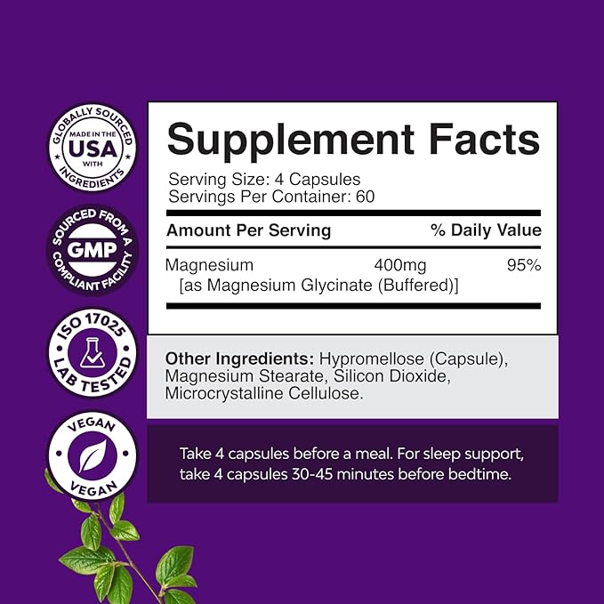 Bundle of Pure Magnesium Glycinate Supplement 400mg Per Serving for Mood Sleep &amp Relaxation Support and Vitamin D3 Gummies for Daily Wellness with 2000IU per Serving Bone Muscle &amp Immune Suppo