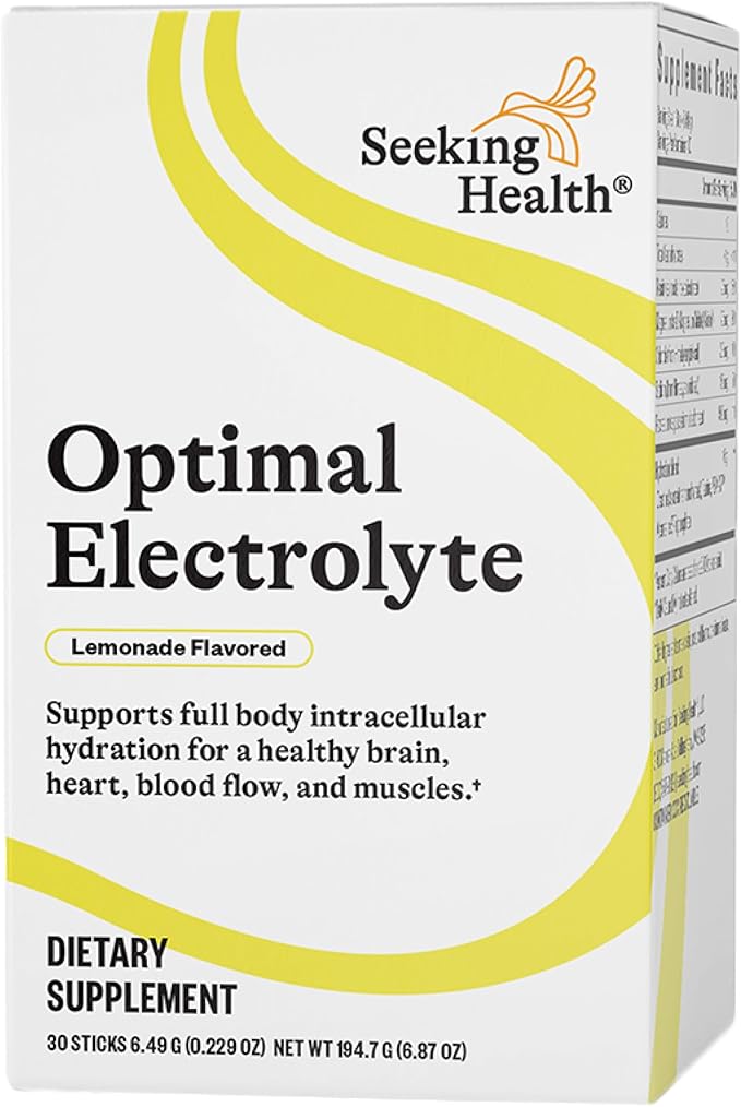 Seeking Health Optimal Electrolyte Sticks - Electrolyte Drink for Hydration Heart &amp Muscle Recovery† Support - Supports Active Lifestyle - Vegan Gluten-Free &amp Non-GMO - Lemonade Flavor 30 S