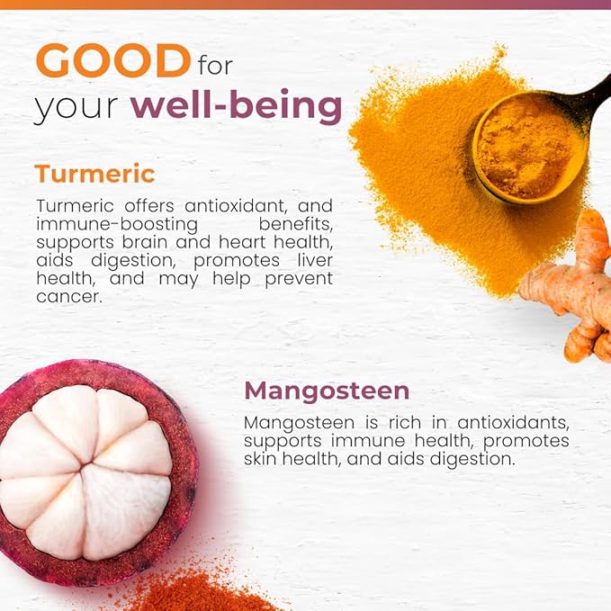 Mangosteen + Turmeric Capsules | Joint &amp Digestion Support | Formulated for Wellness Includes Natural Ingredients | 120 Vegetarian Capsules 1500mg per Serving