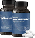 Akkermansia Probiotic with Prebiotic Fiber - Increases GLP-1 Production Delayed Release Third-Party Tested 100M AFU Live Strain for Gut Health for Men &amp Women (2pcs)