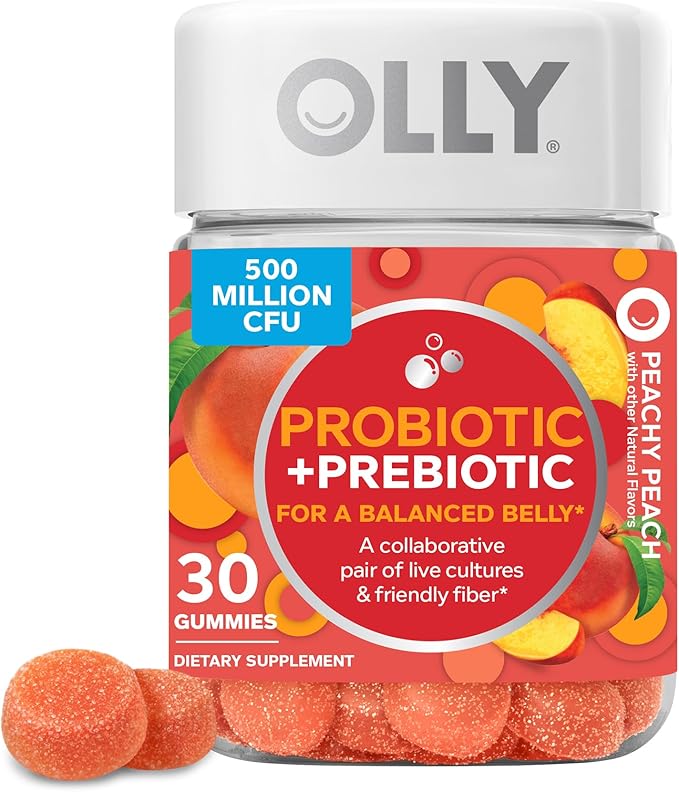 OLLY Metabolism Gummy Rings Apple Cider Vinegar Vitamin B12 Chromium &amp Probiotic + Prebiotic Gummy Digestive Support and Gut Health 500 Million CFUs Fiber