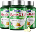 Vitamin D3 K2 Softgels Vitamin D3 10000 IU with K2 (MK-7) 200 mcg with Coconut Oil Softgels Easy to Swallow 2 in 1 Vitamins D &amp K Combo * 3 Packs (270 Counts)