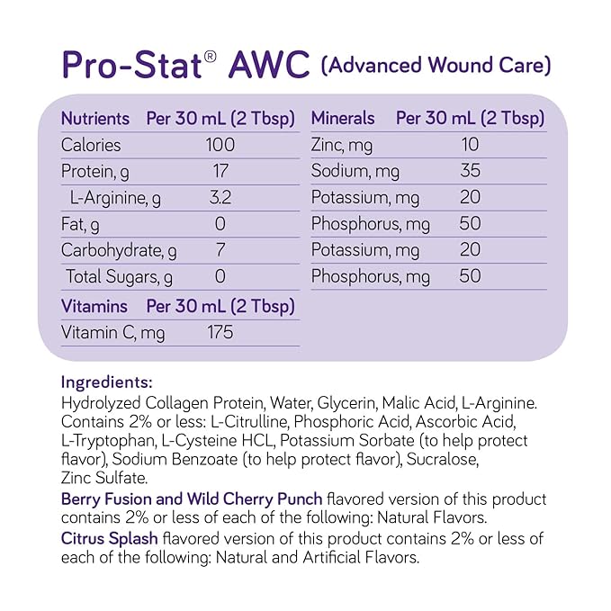 Pro-Stat Advanced Wound Care (AWC) Concentrated Liquid Protein Medical Food - Berry Fusion Flavor 30 Fl Oz bottle
