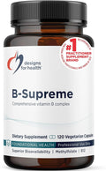 Designs for Health Methylated Vitamin B Complex - Vitamin B Supplements with B12 Vitamins B1 B3 Niacin B6 Folate &amp Biotin - Supports Metabolic and Heart Health Mood &amp Energy* (120 Capsul