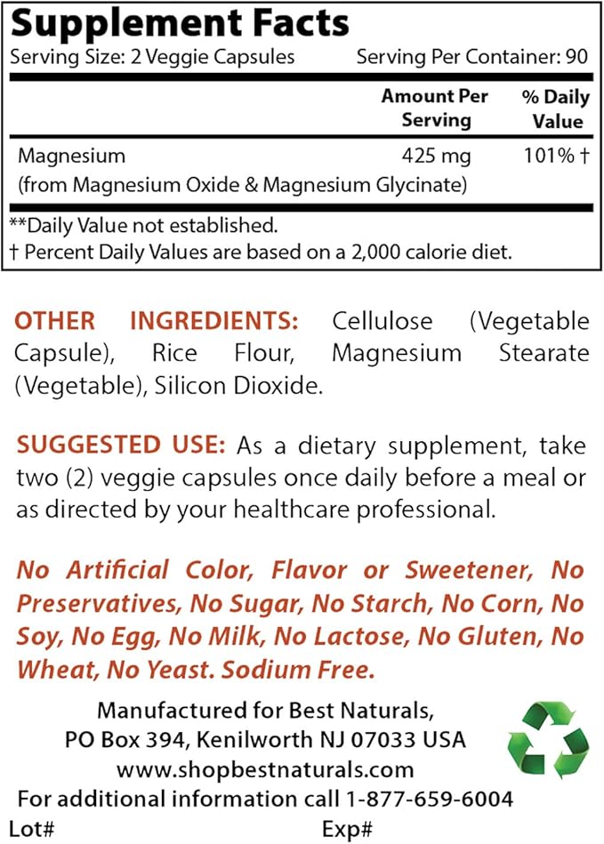 Best Naturals CoQ10 600 mg &amp Magnesium Glycinate 425 mg
