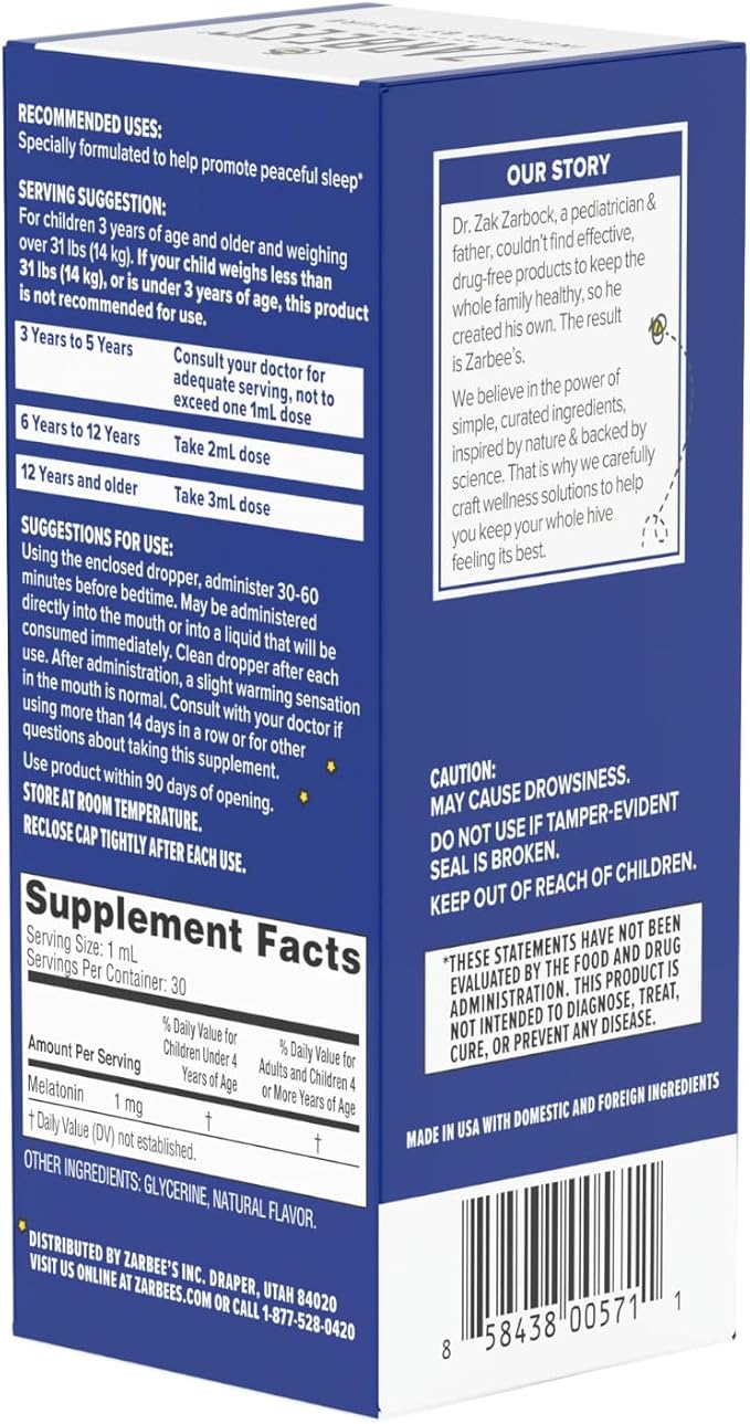 Zarbee's Naturals Children's Sleep Liquid with Melatonin Natural Berry Flavor - 1 oz Pack of 2