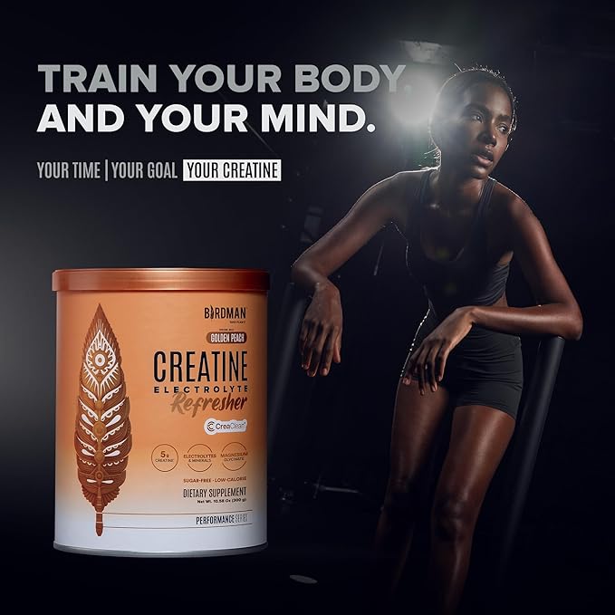 BIRDMAN Creatine Refresher | Creatine Monohydrate Powder with Electrolytes Magnesium Glycinate &amp Vitamins | Creaclean Seal | Sugar Free Low Calorie | Golden Peach | 30 Servings