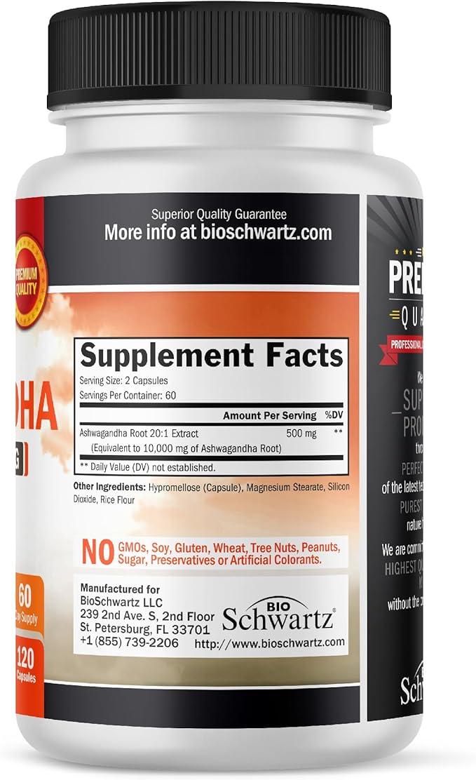 Extra Strength Ashwagandha Capsules (2 Month Supply) Plus Turmeric Curcumin with Black Pepper Extract 1500mg Complex (1 Month Supply)