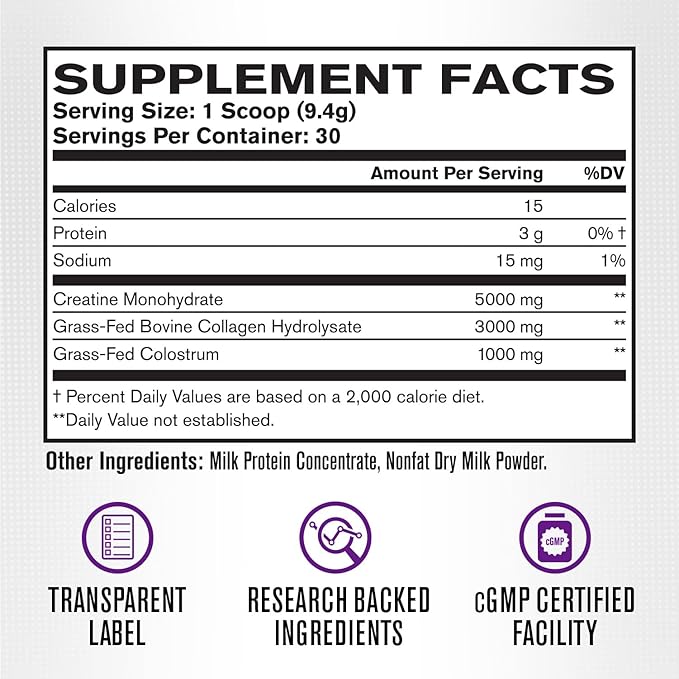 Jacked Factory Creatine for Women - Creatine Monohydrate with Collagen + Colostrum to Support Workout Performance Lean Muscle Growth Healthy Hair Skin &amp Nails - 30 Servings Watermelon