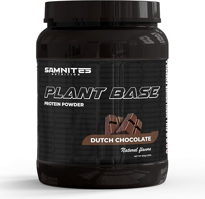 Samnites Plant Base Protein Powder Dutch Chocolate Flavor Natural Whey with AstraGin 20g Protein 1.32lb Gluten Free Soy Free