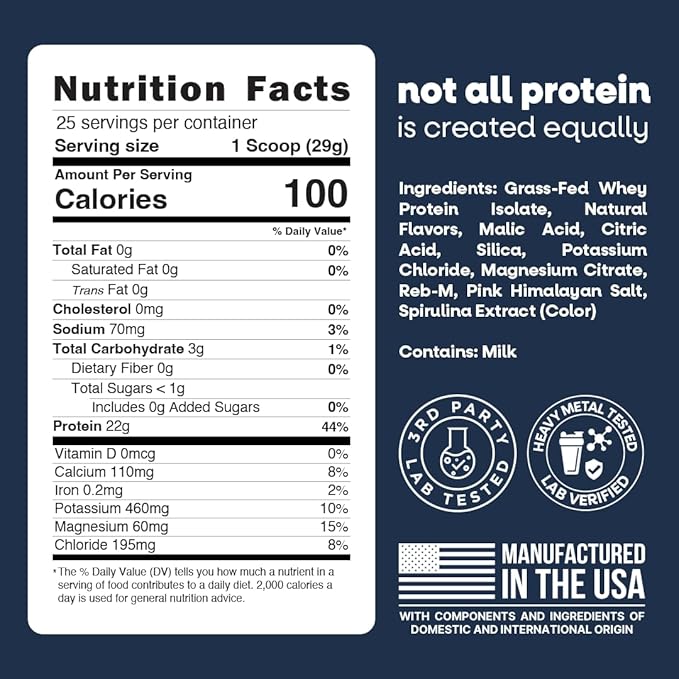 Jive Clear Protein Powder - 22g Grass-Fed Whey Isolate 25 Servings - Blue Raspberry - 895mg of Electrolytes - Zero Added Sugar - Clear Drink Protein Water &amp Juice