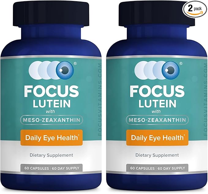 Focus Lutein for Eyes with Meso-Zeaxanthin Eye Vitamin Supplement 120 Count 120 Day Supply Daily Vision Support for Digital Screens Bright Lights Sunlight Vegan and Sugar-Free Made in USA